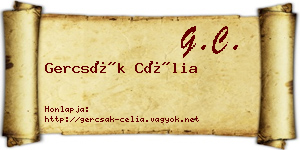 Gercsák Célia névjegykártya